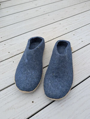 Chinelos de lã sola de couro Glerups tamanho 44/10,5M - Imagem 1 de 3