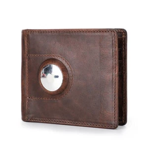 Contacts Men's RFID Leather Slim Wallet Purse AirTag Coin Card Holder 3 Colors - Picture 1 of 13