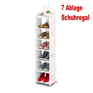 7 Ablagen Weiß Schuhregal Schmal und Hoch schuhständer mit verstellbare Ablage - Bild 1 von 9