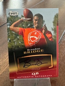 2015 SAGE Collectables HIT #A7 Authentic Autograph Brandon Bridge QB Signed Card - Picture 1 of 12