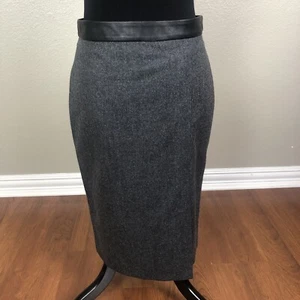 PAUL SMITH BLACK LABEL $360 NWT 42 US 4/6 S Woven Pencil Skirt Lambskin Trim - Picture 1 of 10