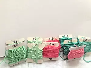 Lot of 11 DMC Cross Stitch Floss Carded-#954x2, 955x2, 956x2, 957, 958x2,959x2 - Picture 1 of 5