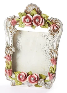 Frame Porcelain Italian Capodimonte With Roses And Silver foil 30 X 41 CM - Bild 1 von 10