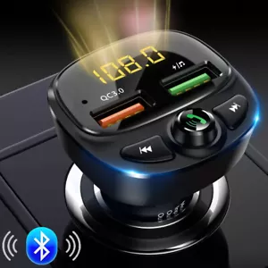 Bluetooth 5.0 Wireless Handsfree Car FM Transmitter MP3 Player Dual USB Charger - Picture 1 of 11