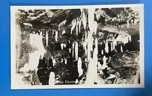WEST LIBERTY Ohio foto cartolina Logan County RPPC caverna caverne stalagmiti - Foto 1 di 2