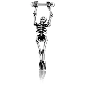 Piercing Nipple Skelett Intim Brustpiercing Ohrhänger OhrpiercingTotenkopf Skull - Bild 1 von 10