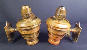 1880's Pair Adams Westlake Fancy Heavy Brass Wall Mount Railroad Kero Oil Lamps - Picture 1 of 16