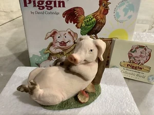  New Piggin Collectible Pig World Figurine, "Piggin' Full" David Corbridge - Picture 1 of 11