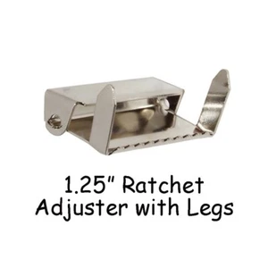50 Ratchet Slide Adjusters w/ Legs - 1.25" Suspender Clips / Hardware - Nickel - Picture 1 of 2