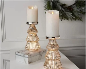 2er Set 9" beleuchtete Quecksilber Glas Baum Podeste von Valerie - Silber - Bild 1 von 1