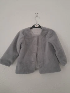 Girls Fur Coat. Age 3-4. Colour- Grey - Picture 1 of 4