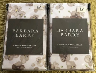 Barbara Barry 2 piezas EUPHORIA SHADOW EURO ALMOHADAS FUNDAS FLORALES TOPO BLANCO PAR NUEVO CON ETIQUETAS Foto 1 de 4