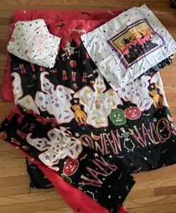 Glow in the Dark Vintage 12 Stück Halloween Bettlaken Set Twin Size mit Vorhang - Bild 1 von 9