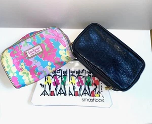 ESTEE LAUDER 2 Cosmetic Makeup Travel Bag-Black Pattern & Multi Pink 1 Smashbox - Picture 1 of 4