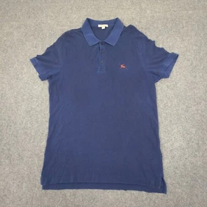 Burberry Shirt Mens LARGE Blue Short Sleeve Collared Polo T Shirt Logo Size L - Picture 1 of 9