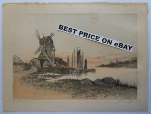 The Old Windmill Etching by James Fagan Late 1800's - Early 1900's - Picture 1 of 8