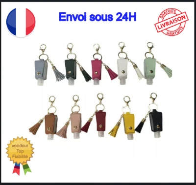 Porte Clé pour Gel Désinfectant Rechargeable Sac Simili Cuir Cadeau Noel - Photo 1/4