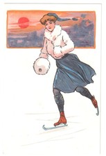 RARE COMPLETE SET: 6 1906 ALDINE SERIES ART POSTCARDS LADIES PLAYING SPORTS