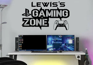 Personalised Gaming Wall Stickers PlayStation Decals Gamer Controller Wall Art - Picture 1 of 7