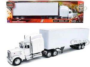 Box Damaged PETERBILT 379 TRUCK W/ DRY GOODS TRAILER WHITE 1/32 NEW RAY 14363 - Picture 1 of 1