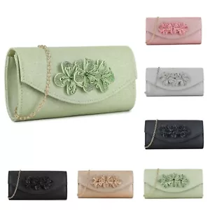 Women's Glitter Clutch Bag Evening Bridal Ladies Wedding Party Prom Handbag UK - Picture 1 of 10
