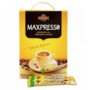 Maxpresso 3 in 1 Korean Instant Coffee Mix - Single Serve Sticks 100 Packets  - Picture 1 of 12
