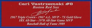 Carl Yastrzemski Autograph Nameplate Boston Red Sox Photo Baseball Jersey Glove