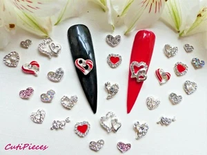3D Arte en uñas plata oro AB holográfico estrás corazones mezcla aleación metal dije - Imagen 1 de 16