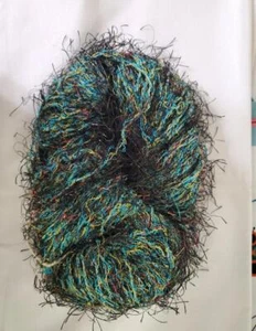 YARN COUNTRY Yarns Eyelash Turquoise-Black-Multi Color 800 Yd Skein .54 Lb (Y6) - Picture 1 of 3