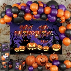 12" Happy Halloween Luftballons Latex schwarz & orange Halloween Party Dekoration UK - Bild 1 von 6