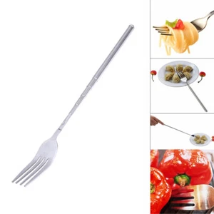 Silver Stainless Extendable Fork Dinner Forks Barbecue Meat Fork Kitchen Tools - Picture 1 of 10