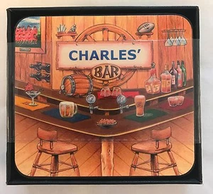 CHARLES' BAR NAME SET OF 6 CORK BACKED COASTERS - Foto 1 di 1