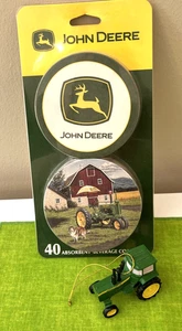John Deere Traktor Weihnachtsschmuck und 40 saugfähige Getränkeuntersetzer Neu in Verpackung - Bild 1 von 7