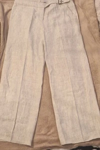 Hobbs wide trousers Size 16 Womens 100% linen beige natural - Picture 1 of 7