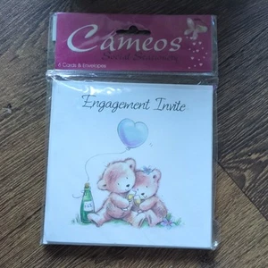 1x packet of 6 engagement card invites/invitations. Brand new. Bear design - Picture 1 of 2