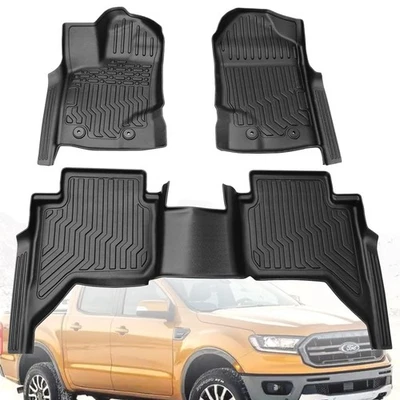 Alfombrilla para todo tipo de clima para Ford Ranger SuperCrew Cab 2019-2023 forro delantero y trasero Foto 1 de 4
