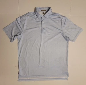 Peter Millar Summer Comfort Golf Polo Shirt Size M Blue And White Plaid - Picture 1 of 7