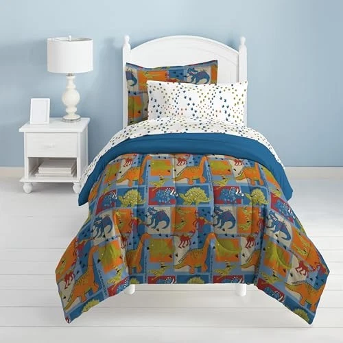  Bloques de dinosaurios ultra suave microfibra niños edredón dos bloques de dinosaurios azules Foto 1 de 4