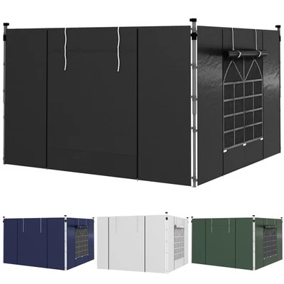 Outsunny 2 Seitenteile Seitenwände für 3x3/3x6m Pavillon mit Fenster, Tür