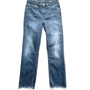 J. Crew Damengröße 25 schwarz roher Saum 9" Demi Boot Cut Denim Jeans - Bild 1 von 9