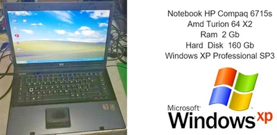 Notebook HP Compaq 6715s  Amd Turion 64 X2  Ram  2Gb 160  Windows Xp Sp3 Leggere - Immagine 1 di 4