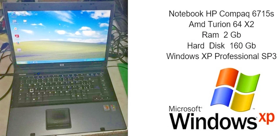 Notebook HP Compaq 6715s  Amd Turion 64 X2  Ram  2Gb 160  Windows Xp Sp3 Leggere - Imagen 1 de 4