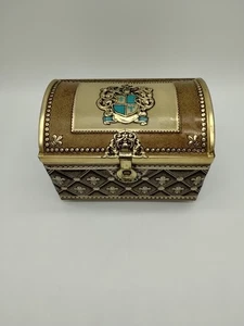 Cassapanca in latta vintage Germania Ovest o scatola gioiello con cerniera metallo - Foto 1 di 12