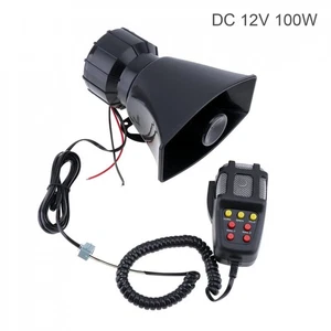 100W 12V 7 Sound Loud Alarm Siren Warning Horn Speaker MIC Sound Amplifier - Picture 1 of 12
