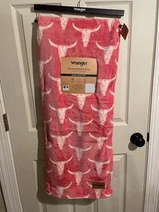 Pink Wrangler Longhorn / Steer Skull Oversized Plush Throw Blanket - Picture 1 of 5