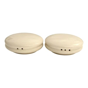 Minimalist Mid Century Claudia Shuride White Disk Toscany Salt & Pepper Shakers - Picture 1 of 5