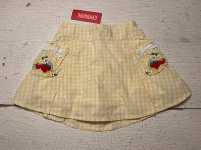 Falda corta vintage para niña GYMBOREE talla 5 amarilla a cuadros tema fresa - nueva con etiquetas Foto 1 de 3