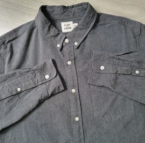 Flint And Tinder Shirt Mens L Slim Gray Selvedge Architect Long Sleeve Button Up - Picture 1 of 14