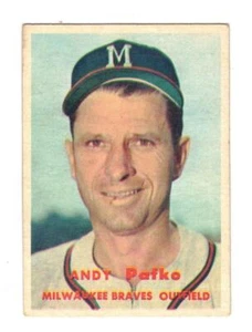 1957 Topps Dave Jolly Andy Pafko Milwaukee Braves #143 - Bild 1 von 1