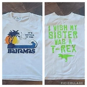 Boys Size 6 I Wish My Sister Was a Trex & It's Better In The Bahamas Tshirts - Picture 1 of 5